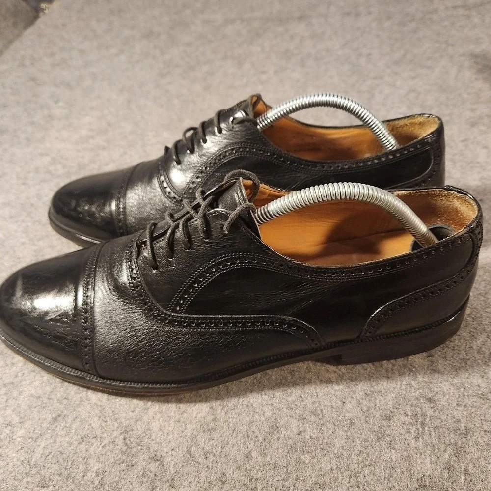 Mezlan Florence Shoes Mens Size 10 W Black Leather Cap Toe Dress Oxford Spain‎